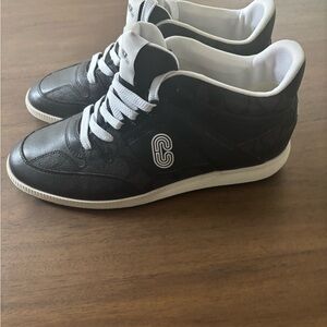 Coach Men's Black High-Top Casual Sneakers with White Accents